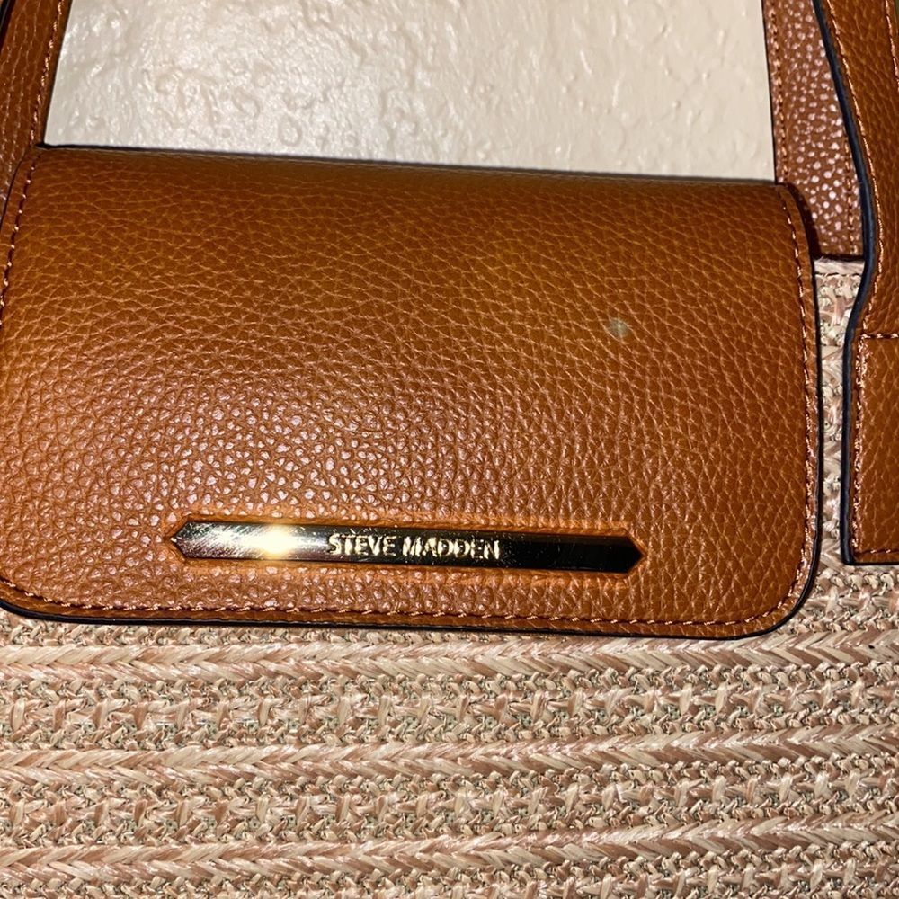 STEVE MADDEN STRAW WOVEN BROWN TOTE - Picture 3 of 15